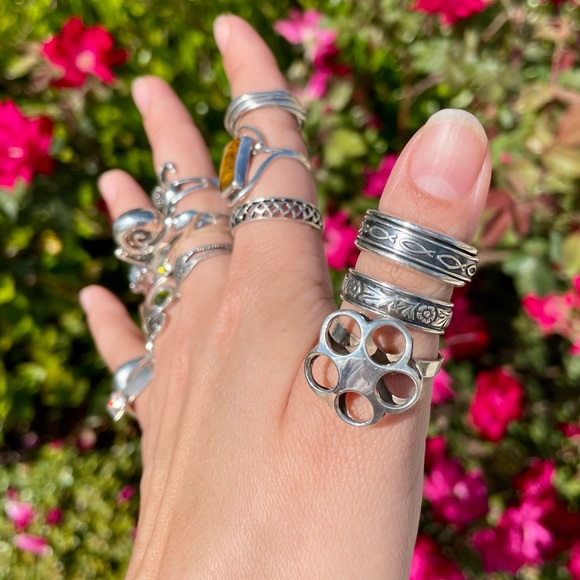 Vintage Retro Sterling Silver 925 Flower Ring - Picture 10 of 11